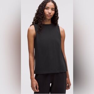 Lululemon Black Cotton Jersey Stitch-Detail Tank Top